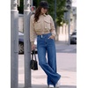 image:imageANRABESS Women Mid Rise Wide Leg Stretchy Jeans Fall Denim PantsDeep Blue