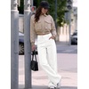 image:imageANRABESS Women Mid Rise Wide Leg Stretchy Jeans Fall Denim PantsWhite