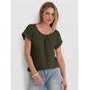 image:imageANRABESS Women Short Sleeve Pleated Scoop Neck Top Business Casual T ShirtsArmy Green