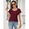 image:imageANRABESS Women Short Sleeve Pleated Scoop Neck Top Business Casual T ShirtsBurgundy