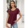 image:imageANRABESS Women Short Sleeve Pleated Scoop Neck Top Business Casual T ShirtsBurgundy