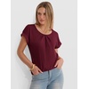 image:imageANRABESS Women Short Sleeve Pleated Scoop Neck Top Business Casual T ShirtsBurgundy