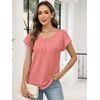 image:imageANRABESS Women Short Sleeve Pleated Scoop Neck Top Business Casual T ShirtsCoral Pink