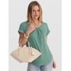 image:imageANRABESS Women Short Sleeve Pleated Scoop Neck Top Business Casual T ShirtsGreen