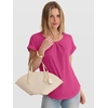 image:imageANRABESS Women Short Sleeve Pleated Scoop Neck Top Business Casual T ShirtsHot Pink