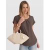 image:imageANRABESS Women Short Sleeve Pleated Scoop Neck Top Business Casual T ShirtsLight Brown