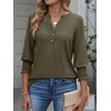 image:imageANRABESS Womens 34 Sleeve Tops Henley V Neck Fall Summer T ShirtsArmy Green