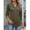image:imageANRABESS Womens 34 Sleeve Tops Henley V Neck Fall Summer T ShirtsArmy Green