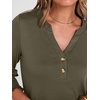 image:imageANRABESS Womens 34 Sleeve Tops Henley V Neck Fall Summer T ShirtsArmy Green