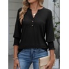 image:imageANRABESS Womens 34 Sleeve Tops Henley V Neck Fall Summer T ShirtsBlack