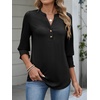 image:imageANRABESS Womens 34 Sleeve Tops Henley V Neck Fall Summer T ShirtsBlack