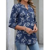 image:imageANRABESS Womens 34 Sleeve Tops Henley V Neck Fall Summer T ShirtsBlue White Floral