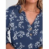 image:imageANRABESS Womens 34 Sleeve Tops Henley V Neck Fall Summer T ShirtsBlue White Floral