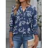 image:imageANRABESS Womens 34 Sleeve Tops Henley V Neck Fall Summer T ShirtsBlue White Floral