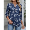 image:imageANRABESS Womens 34 Sleeve Tops Henley V Neck Fall Summer T ShirtsBlue White Floral