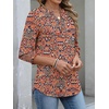 image:imageANRABESS Womens 34 Sleeve Tops Henley V Neck Fall Summer T ShirtsBohemian Orange