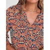 image:imageANRABESS Womens 34 Sleeve Tops Henley V Neck Fall Summer T ShirtsBohemian Orange