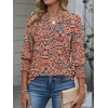 image:imageANRABESS Womens 34 Sleeve Tops Henley V Neck Fall Summer T ShirtsBohemian Orange