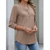 image:imageANRABESS Womens 34 Sleeve Tops Henley V Neck Fall Summer T ShirtsLight Khaki