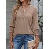 image:imageANRABESS Womens 34 Sleeve Tops Henley V Neck Fall Summer T ShirtsLight Khaki