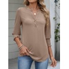 image:imageANRABESS Womens 34 Sleeve Tops Henley V Neck Fall Summer T ShirtsLight Khaki