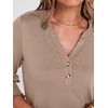 image:imageANRABESS Womens 34 Sleeve Tops Henley V Neck Fall Summer T ShirtsLight Khaki