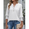image:imageANRABESS Womens 34 Sleeve Tops Henley V Neck Fall Summer T ShirtsWhite