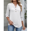 image:imageANRABESS Womens 34 Sleeve Tops Henley V Neck Fall Summer T ShirtsWhite