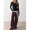 image:imageANRABESS Womens Boat Neck Long Sleeve Shirts Wool Blend Knit Top Fall LayerBlack