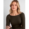 image:imageANRABESS Womens Boat Neck Long Sleeve Shirts Wool Blend Knit Top Fall LayerCoffee