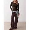 image:imageANRABESS Womens Boat Neck Long Sleeve Shirts Wool Blend Knit Top Fall LayerCoffee