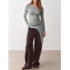 image:imageANRABESS Womens Boat Neck Long Sleeve Shirts Wool Blend Knit Top Fall LayerGrey