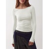 image:imageANRABESS Womens Boat Neck Long Sleeve Shirts Wool Blend Knit Top Fall LayerWhite