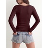 image:imageANRABESS Womens Boat Neck Long Sleeve Shirts Wool Blend Knit Top Fall LayerWine Red