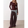 image:imageANRABESS Womens Boat Neck Long Sleeve Shirts Wool Blend Knit Top Fall LayerWine Red