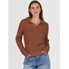 image:imageANRABESS Womens Cable Knit Sweaters Long Sleeve Polo Fall OutfitsBrown