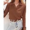 image:imageANRABESS Womens Cable Knit Sweaters Long Sleeve Polo Fall OutfitsBrown