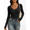 image:imageANRABESS Womens Double Lined Long Sleeve Tops Layer ShirtsBlack