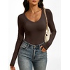 image:imageANRABESS Womens Double Lined Long Sleeve Tops Layer ShirtsBrown