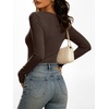image:imageANRABESS Womens Double Lined Long Sleeve Tops Layer ShirtsBrown