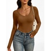 image:imageANRABESS Womens Double Lined Long Sleeve Tops Layer ShirtsCaramel