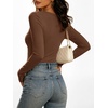 image:imageANRABESS Womens Double Lined Long Sleeve Tops Layer ShirtsCoffee