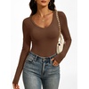 image:imageANRABESS Womens Double Lined Long Sleeve Tops Layer ShirtsCoffee