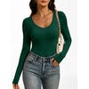 image:imageANRABESS Womens Double Lined Long Sleeve Tops Layer ShirtsDeep Green