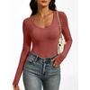 image:imageANRABESS Womens Double Lined Long Sleeve Tops Layer ShirtsDusty Rose