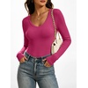 image:imageANRABESS Womens Double Lined Long Sleeve Tops Layer ShirtsHot Pink
