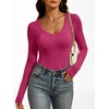 image:imageANRABESS Womens Double Lined Long Sleeve Tops Layer ShirtsHot Pink