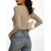 image:imageANRABESS Womens Double Lined Long Sleeve Tops Layer ShirtsKhaki