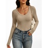 image:imageANRABESS Womens Double Lined Long Sleeve Tops Layer ShirtsKhaki