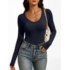 image:imageANRABESS Womens Double Lined Long Sleeve Tops Layer ShirtsNavy Blue